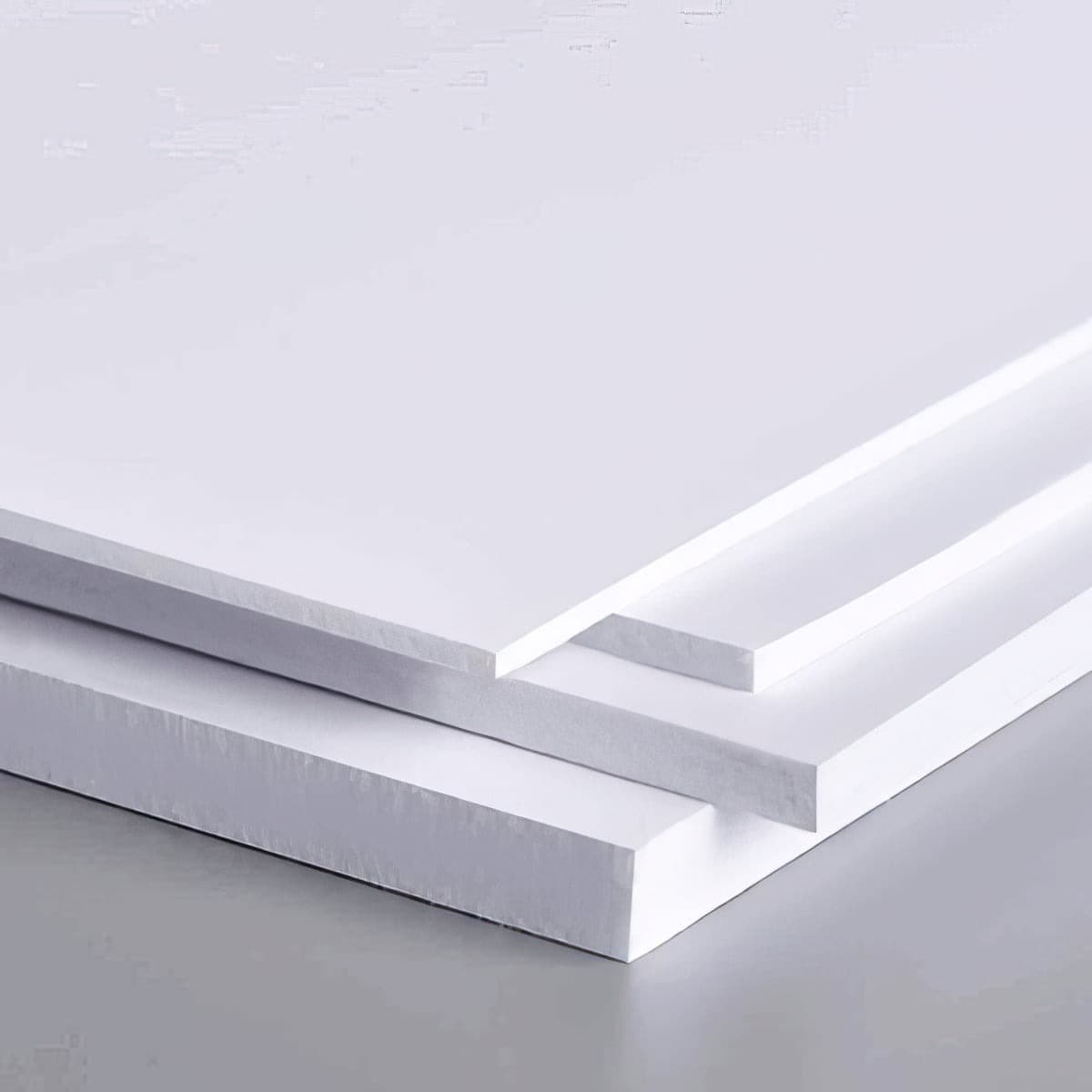 Stack of dense white PVC foam boards