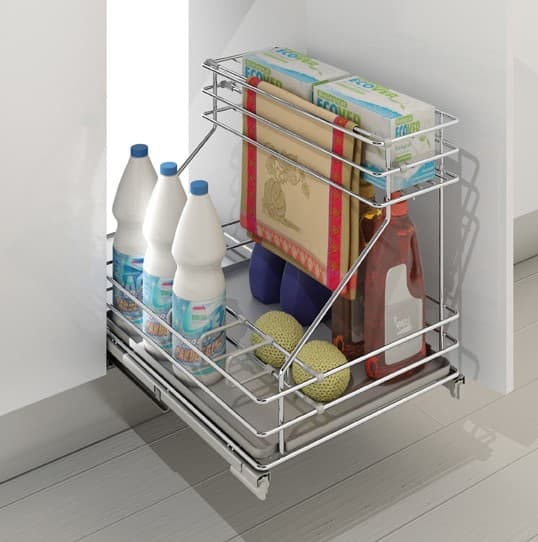 Pull-out detergent storage rack