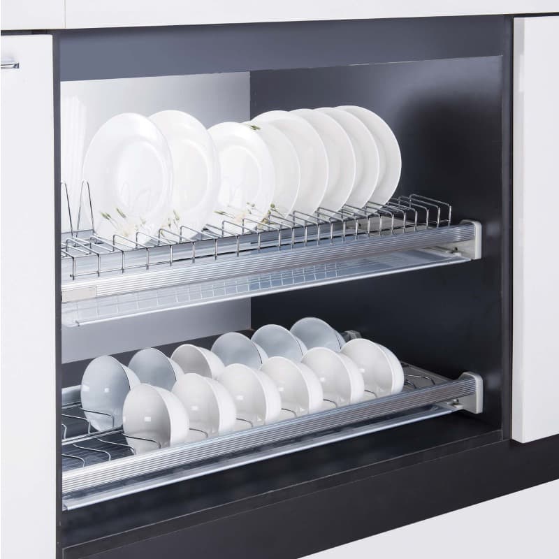 Overhead cabinet dish rack