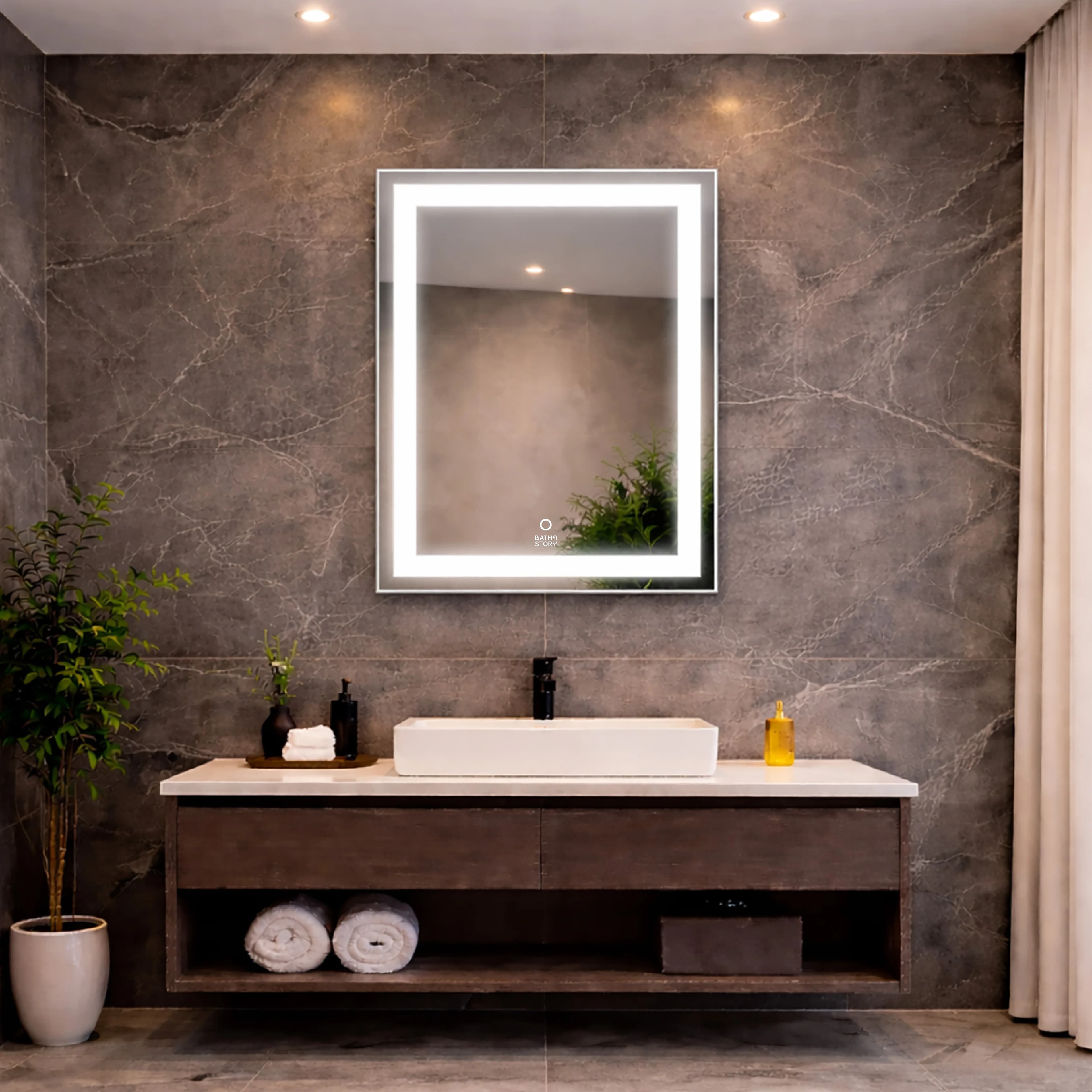 Backlit LED mirror panel