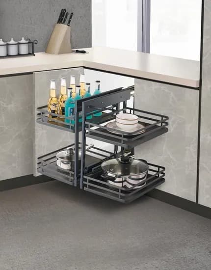 Magic corner kitchen storage mechanism