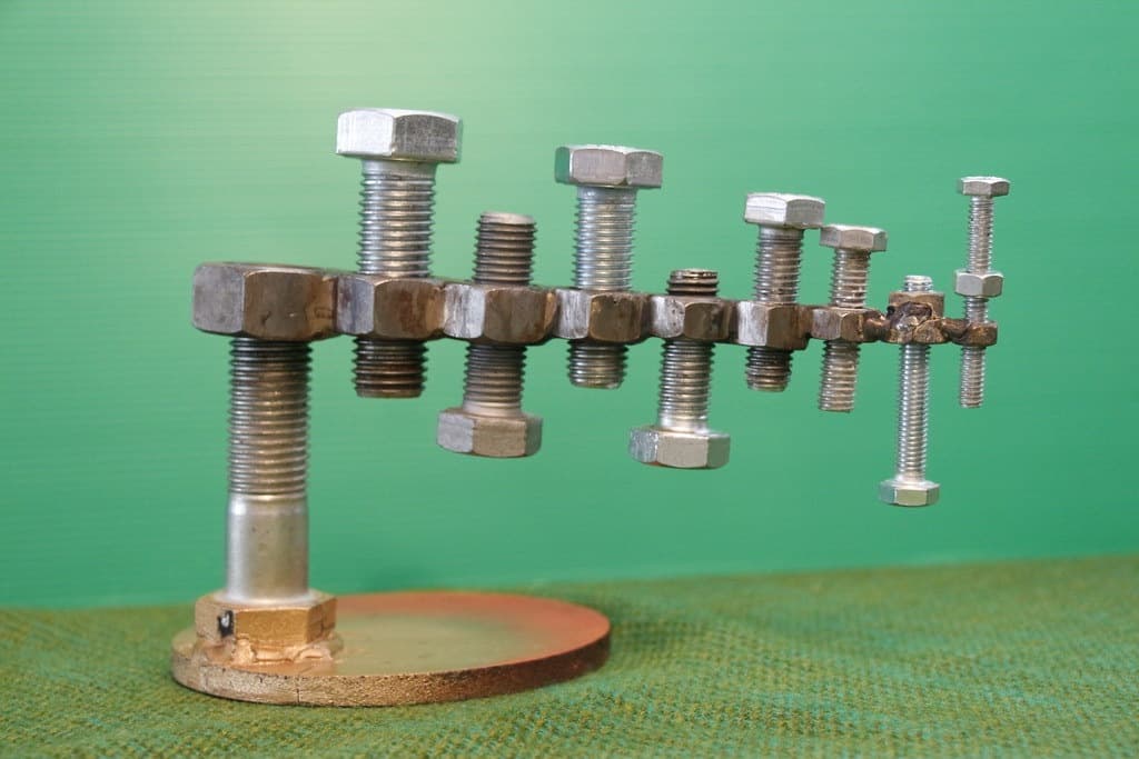 Assorted screws organised by size