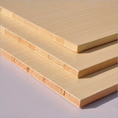 Stacked wooden particle boards